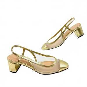J. Crew Gold Leather Slingback Heels | Women’s US7.5